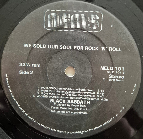 Black Sabbath. We Sold Our Soul For Rock 'N Roll ( Double Gatefold Re Issue ) VG+VG