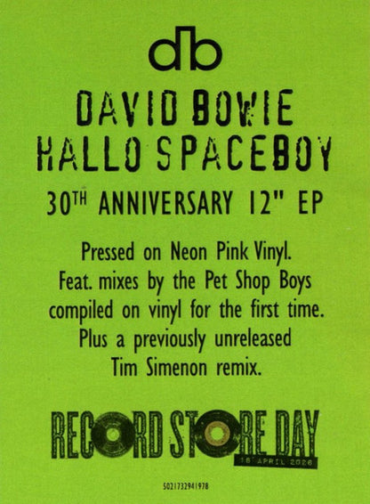 David Bowie. Hallo Spaceboy ( 12", 33 ⅓ RPM, EP, Record Store Day, Limited Edition, Reissue, Neon Pink, 30th Anniversary ) - Ad-Astra Records