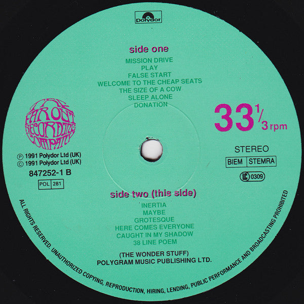 The Wonder Stuff. Never Loved Elvis VG+VG