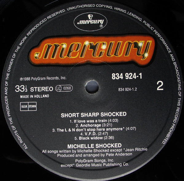 Michelle Shocked. Short Sharp Shocked VG+VG