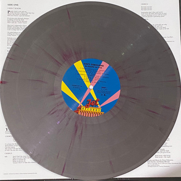 Ozzy Osbourne. Blizzard Of Ozz ( Reissue, Stereo, Silver w/ Red Swirls )