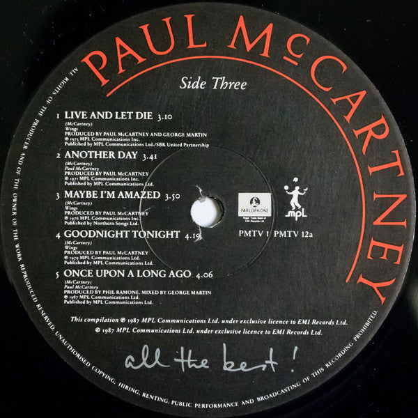 Paul McCartney. All The Best ! ( Double ) VG+VG