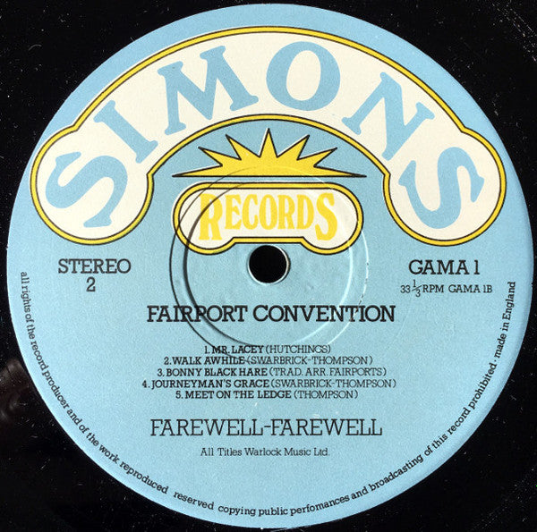Fairport Convention. Farewell, Farewell ( Gatefold ) VG+VG - Ad-Astra Records