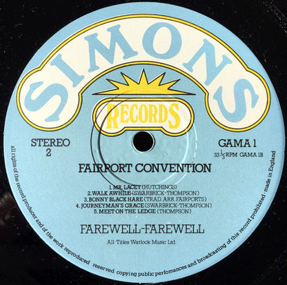 Fairport Convention. Farewell, Farewell ( Gatefold ) VG+VG - Ad-Astra Records