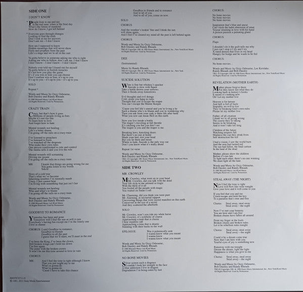 Ozzy Osbourne. Blizzard Of Ozz ( Picture Disc )