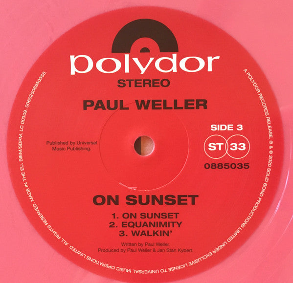 Paul Weller. On Sunset ( Double Limited Edition, Peach/Pink ) VG+VG+