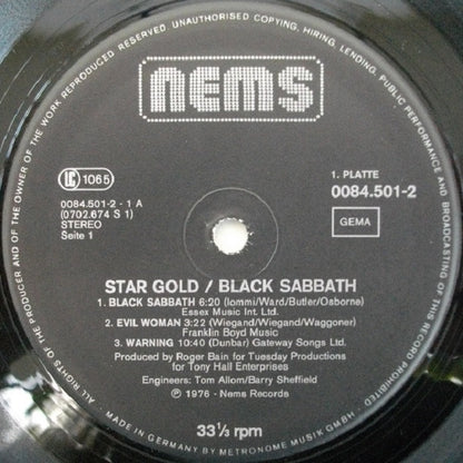 Black Sabbath. Star Gold ( German Import Double ) VG+VG