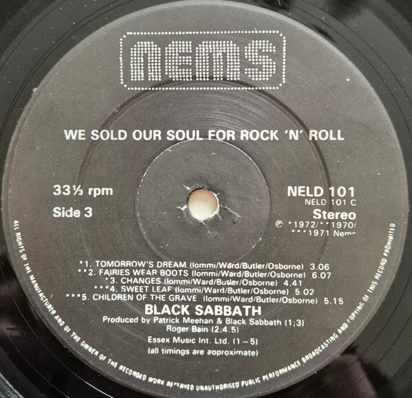 Black Sabbath. We Sold Our Soul For Rock 'N Roll ( Double Gatefold Re Issue ) VG+VG