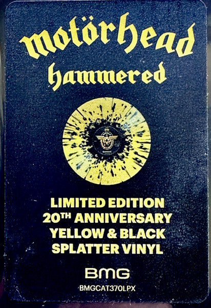 Motorhead. Hammered 20th anniversary reissue. Transparent yellow with black splatter.