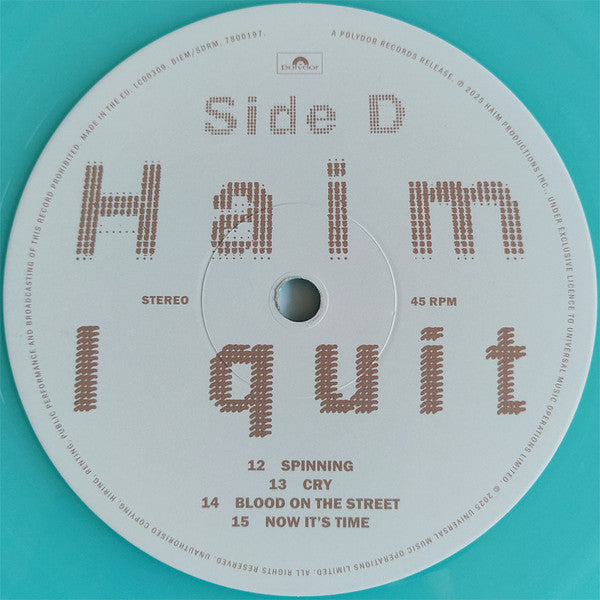 Haim. I Quit (  2 × Vinyl, LP, 45 RPM, Album, Limited Edition, Stereo, Light Blue Translucent )