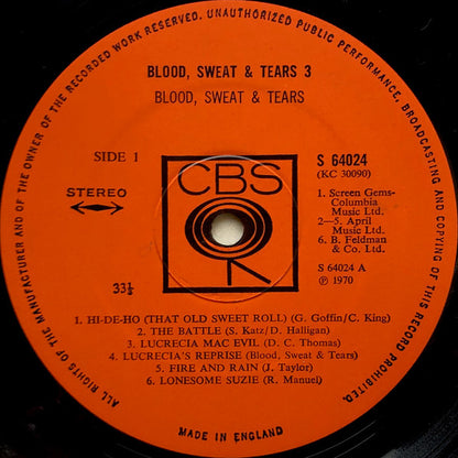 Blood , Sweat & Tears. Blood, Sweat & Tears 3 VG+VG