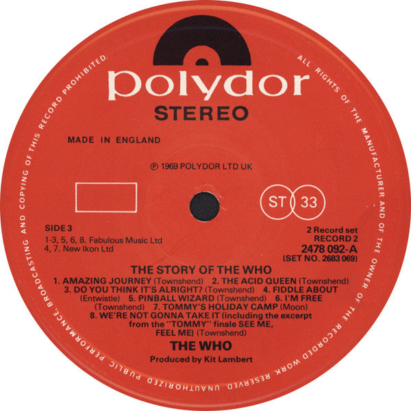 The Who. The Story Of The Who ( Booklet ,  Stereo, Mono, mixed lacquers Double Gatefold ) VG+VG