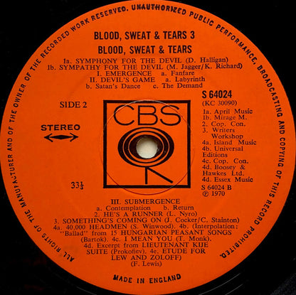 Blood , Sweat & Tears. Blood, Sweat & Tears 3 VG+VG