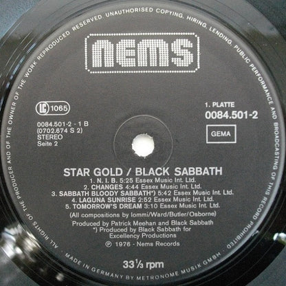Black Sabbath. Star Gold ( German Import Double ) VG+VG
