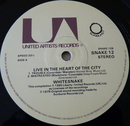Whitesnake. Live....In The Heart Of The City ( Double ) VG+VG