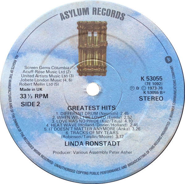 Linda Ronstadt. Greatest Hits VG VG