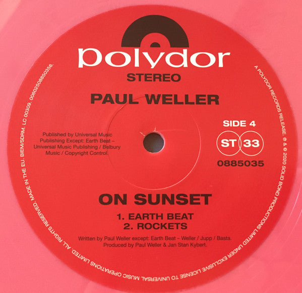 Paul Weller. On Sunset ( Double Limited Edition, Peach/Pink ) VG+VG+