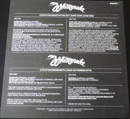 Whitesnake. Live....In The Heart Of The City ( Double ) VG+VG