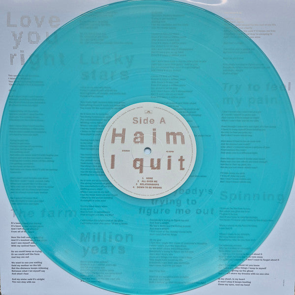 Haim. I Quit (  2 × Vinyl, LP, 45 RPM, Album, Limited Edition, Stereo, Light Blue Translucent )