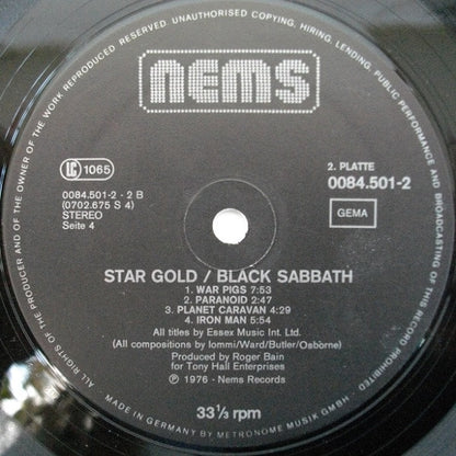 Black Sabbath. Star Gold ( German Import Double ) VG+VG