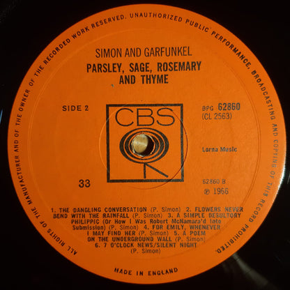 Simon & Garfunkel. Parsley, Sage, Rosemary And Thyme ( Mono ) VG+VG