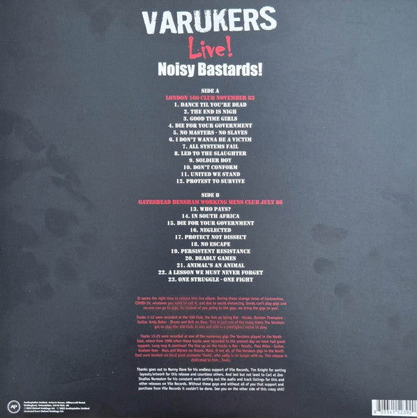 Varukers. Noisy Bastards ! ( Translucent Red Vinyl )
