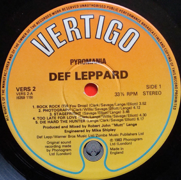 Def Leppard. Pyromania VG+VG