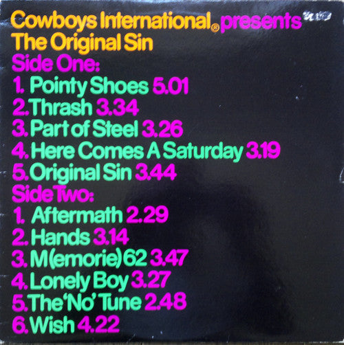 Cowboys International  - The Original Sin - VG+VG - Ad-Astra Records